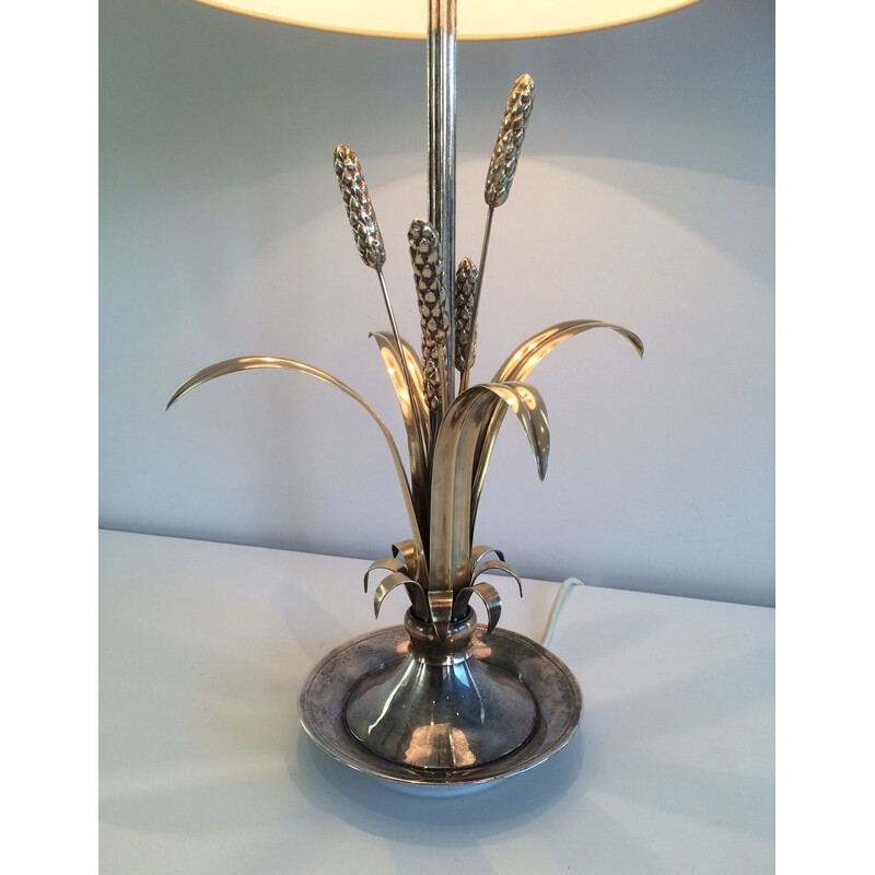 Lampada da tavolo vintage in metallo argentato e ottone, 1940
