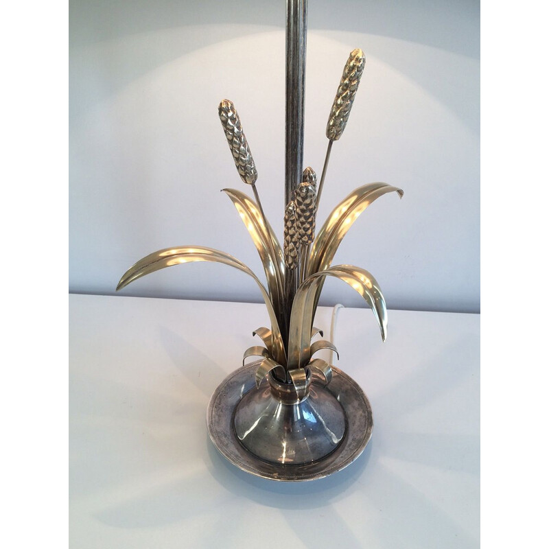 Vintage silver plated metal and brass table lamp, 1940