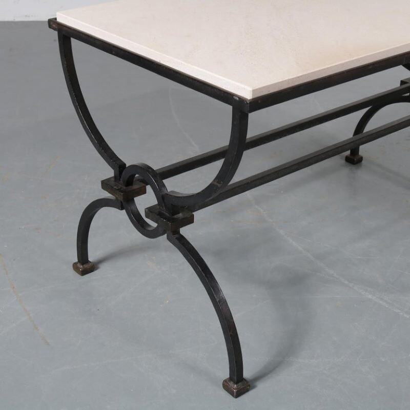 Vintage coffee table by Jacques Adnet and Gilbert Poillerat,1942