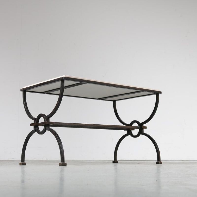 Vintage coffee table by Jacques Adnet and Gilbert Poillerat,1942