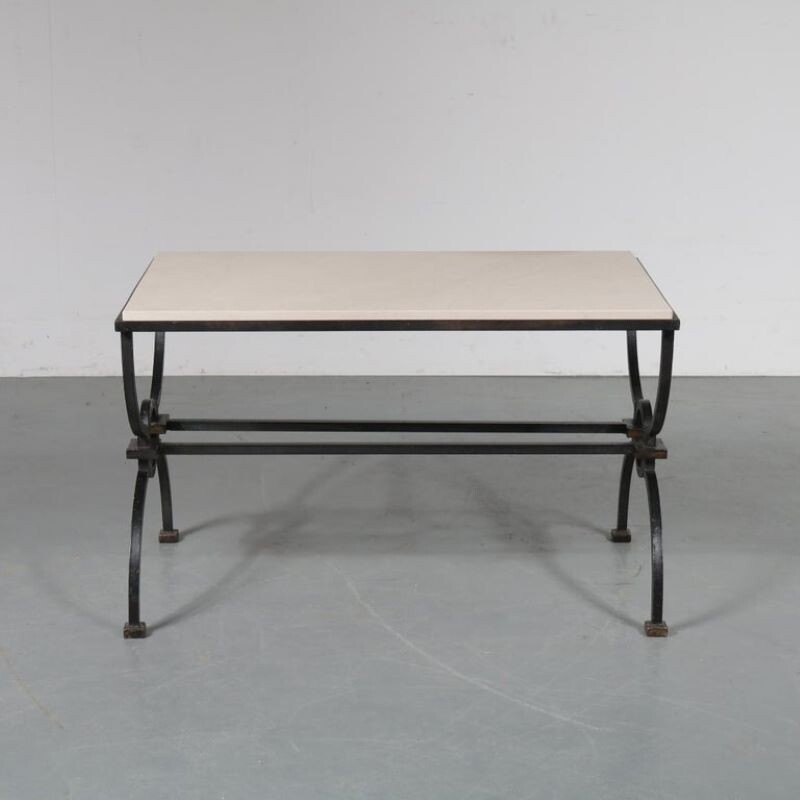 Vintage coffee table by Jacques Adnet and Gilbert Poillerat,1942