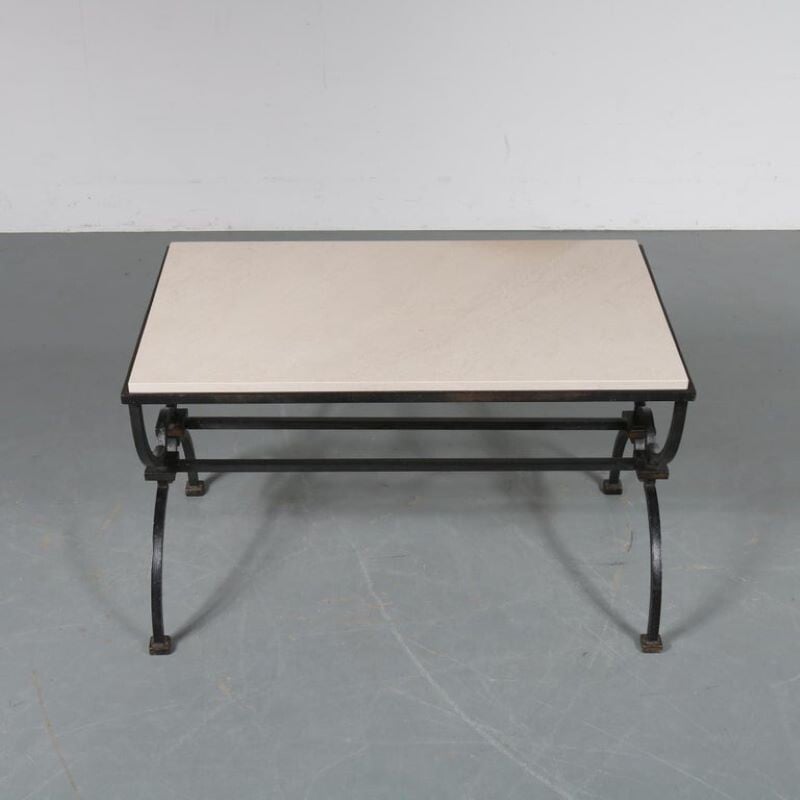 Vintage coffee table by Jacques Adnet and Gilbert Poillerat,1942