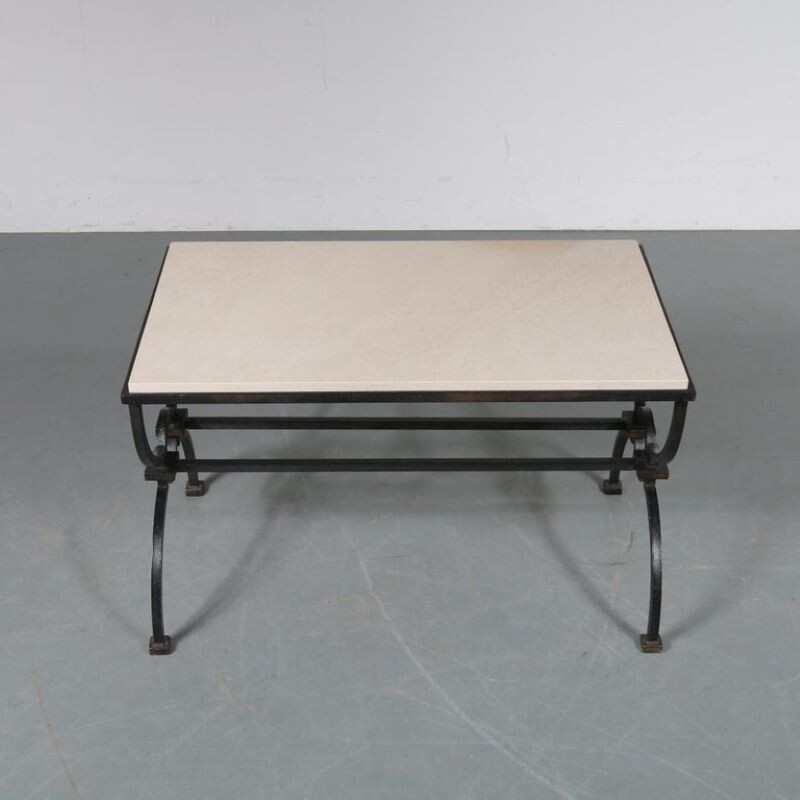 Vintage coffee table by Jacques Adnet and Gilbert Poillerat,1942