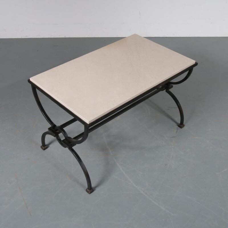 Vintage coffee table by Jacques Adnet and Gilbert Poillerat,1942