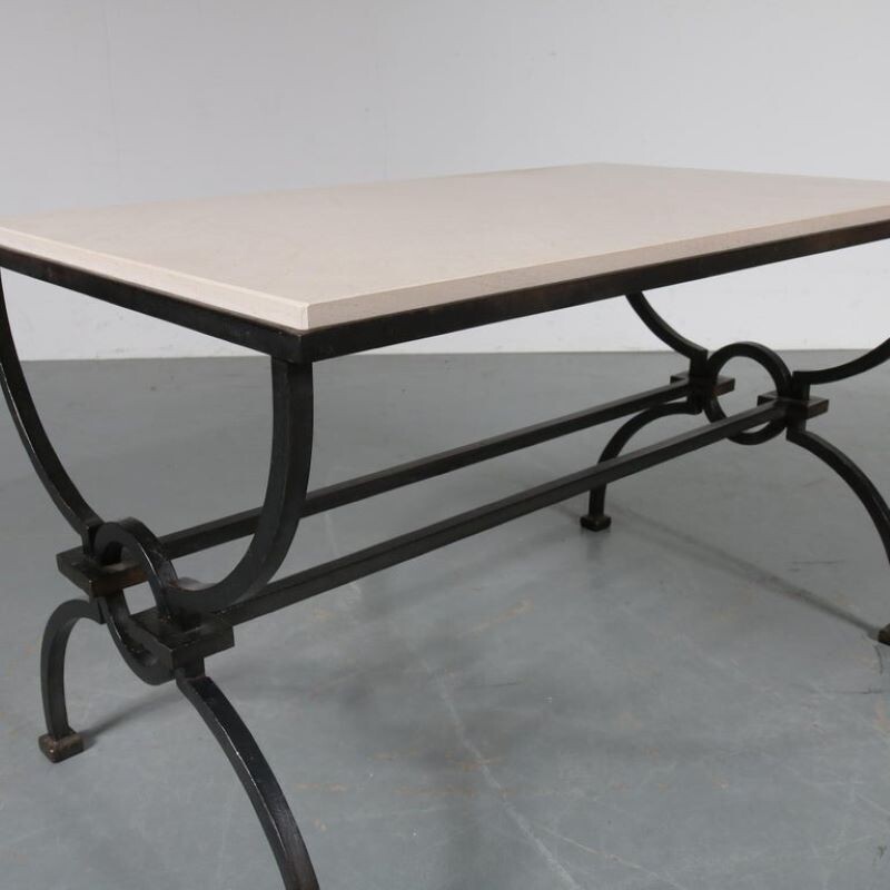 Vintage coffee table by Jacques Adnet and Gilbert Poillerat,1942