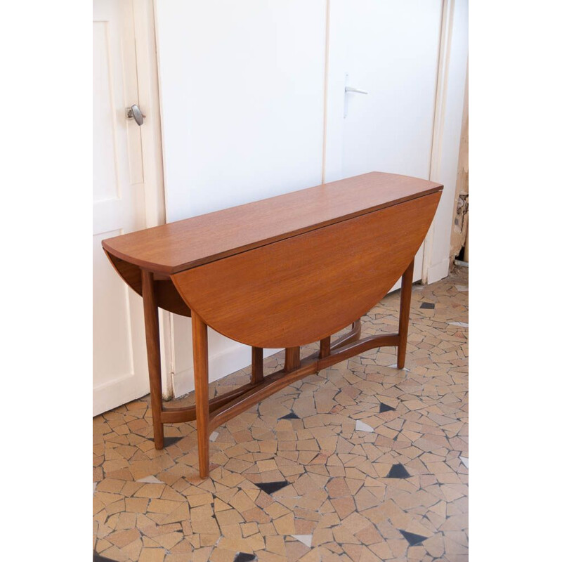 Table vintage ovale pliante en teck