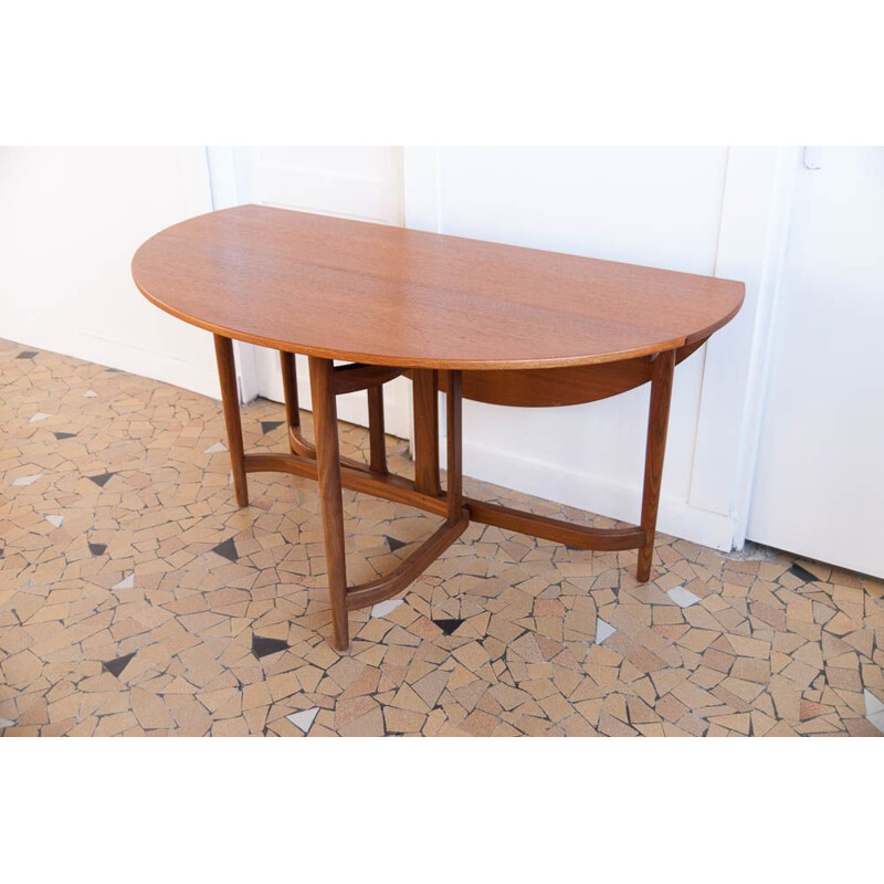 Table vintage ovale pliante en teck