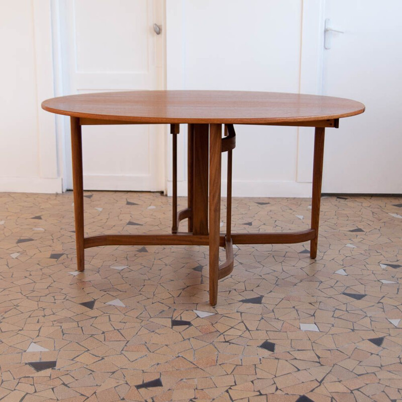 Vintage oval table folding teak