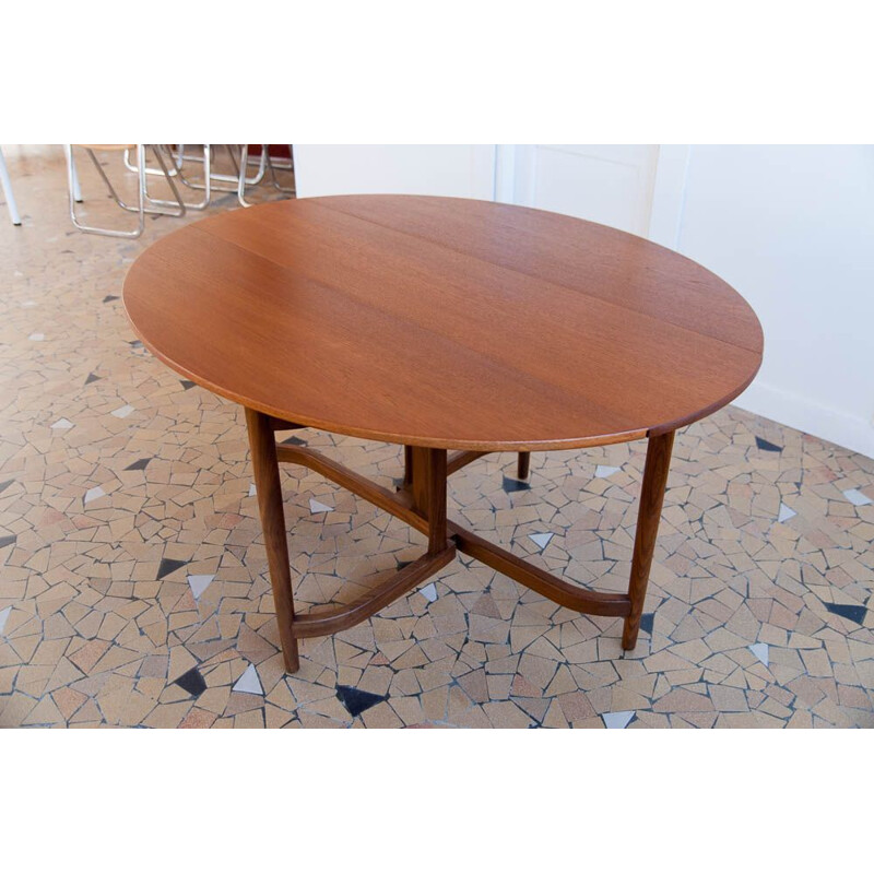 Table vintage ovale pliante en teck