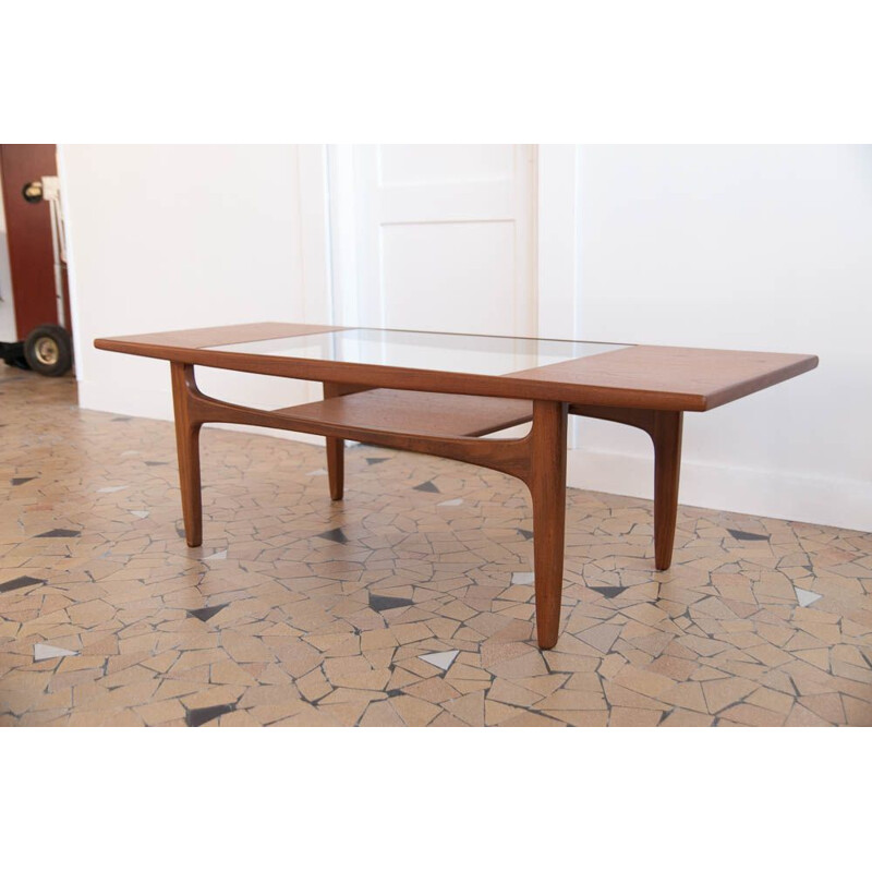 Vintage Gplan teak and glass coffee table