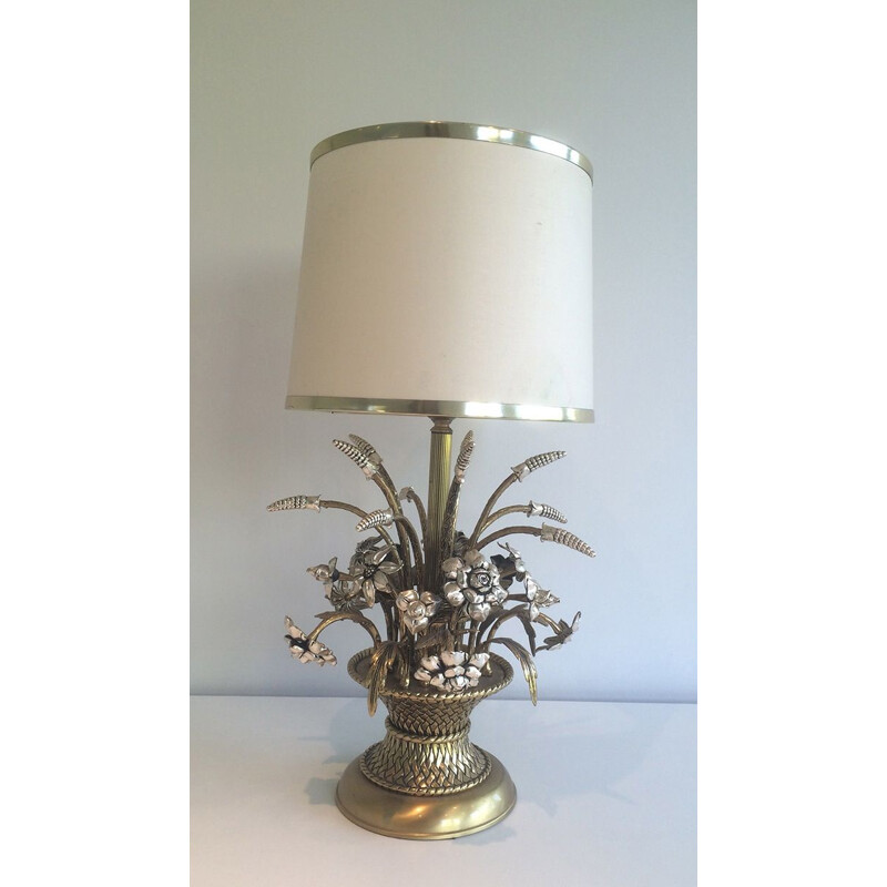 Vintage brass flower lamp, 1960
