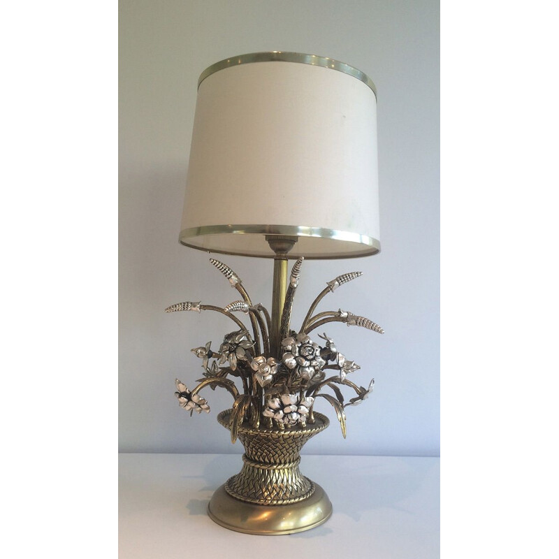 Vintage brass flower lamp, 1960