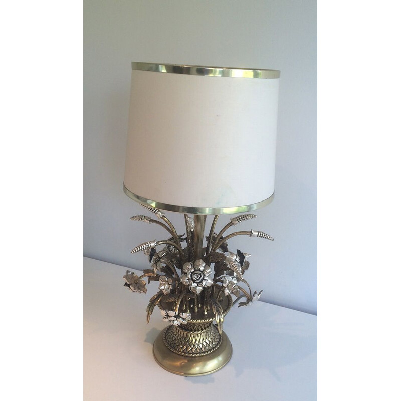 Vintage brass flower lamp, 1960