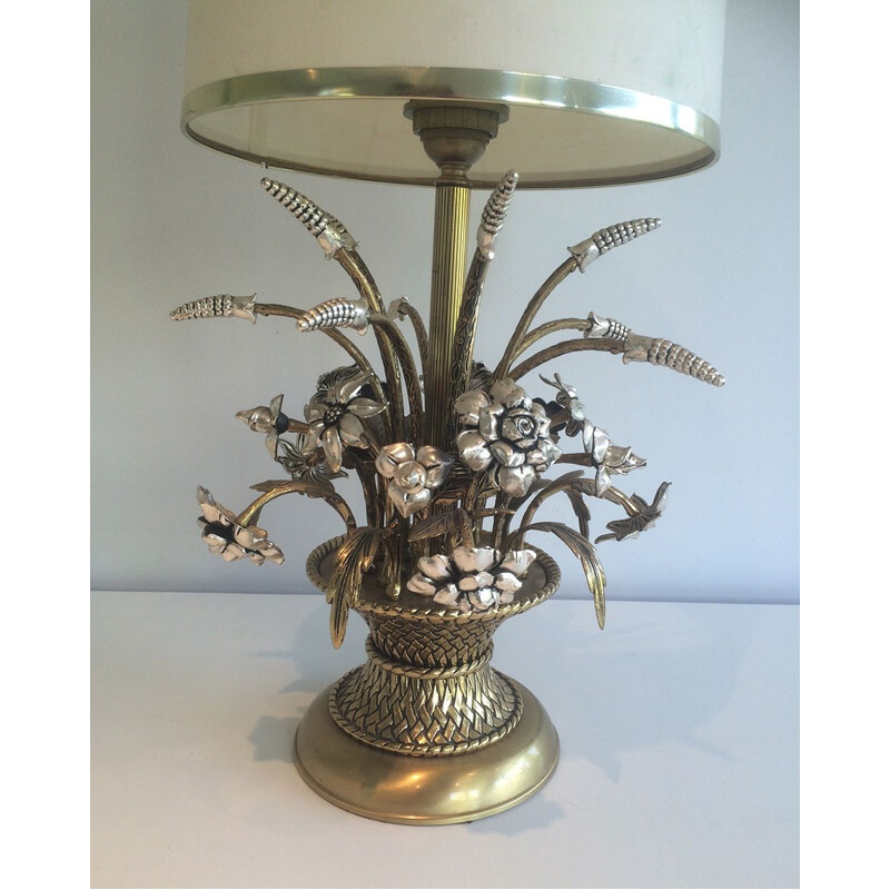 Vintage brass flower lamp, 1960