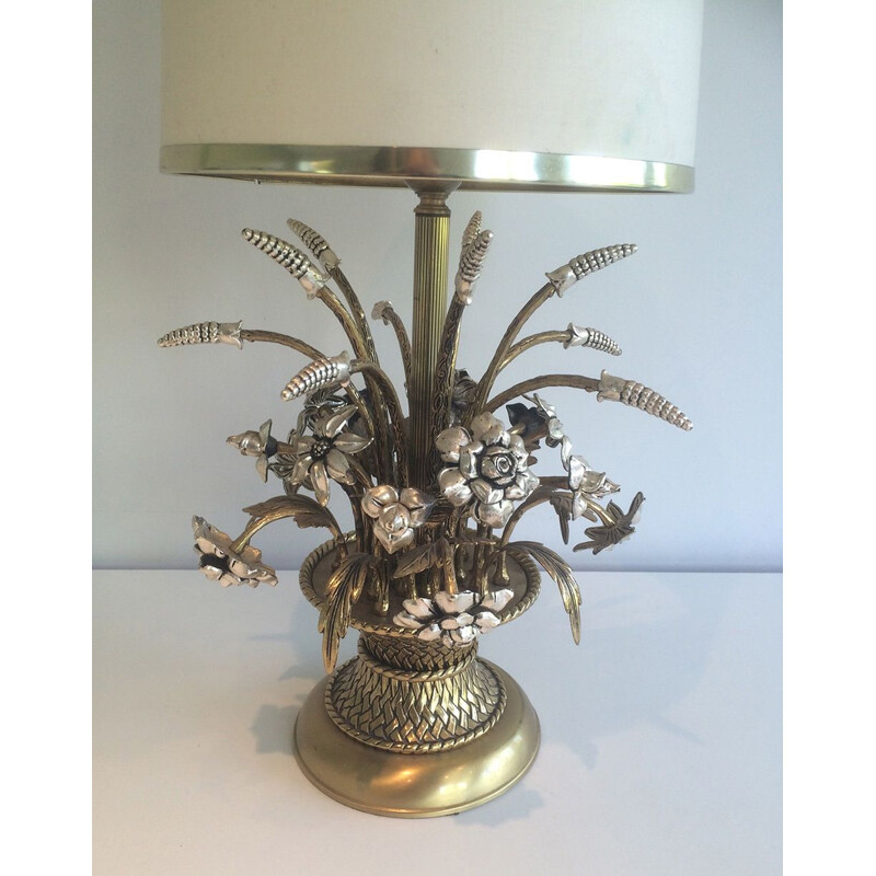 Vintage brass flower lamp, 1960
