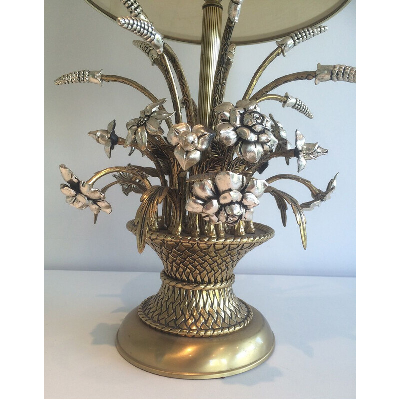 Vintage brass flower lamp, 1960