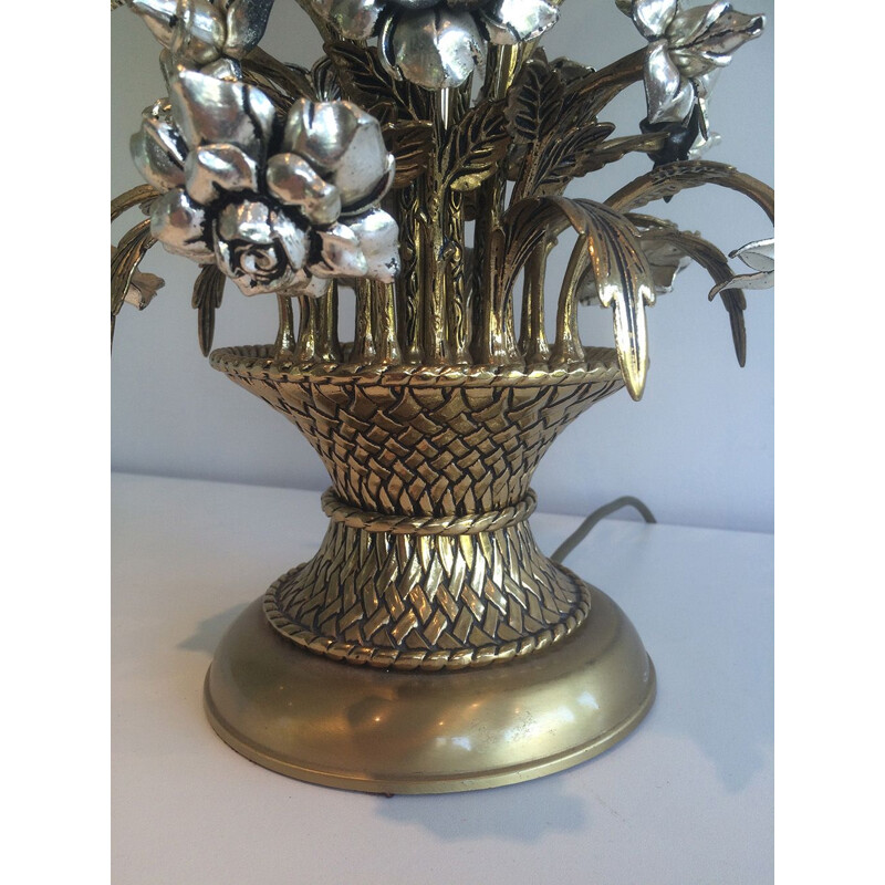 Vintage brass flower lamp, 1960