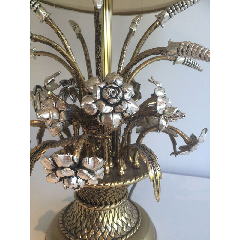 Vintage brass flower lamp, 1960