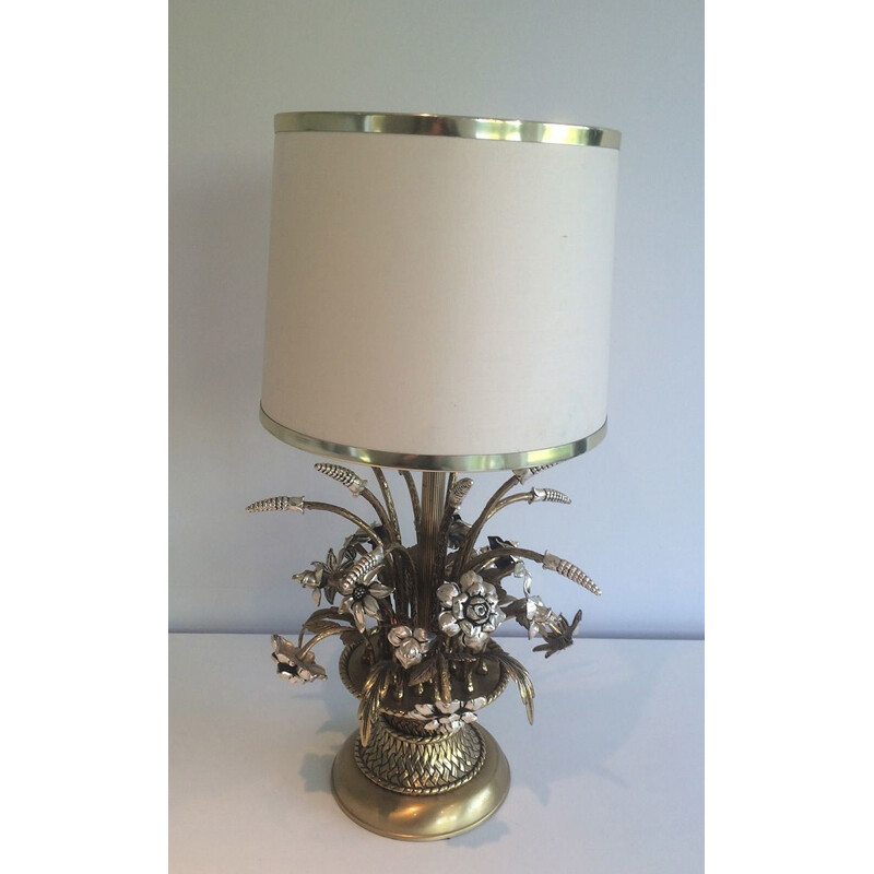 Vintage brass flower lamp, 1960