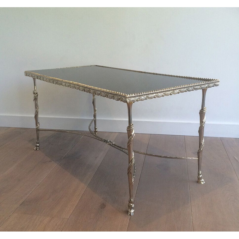 Vintage silver and glass coffee table, 1940