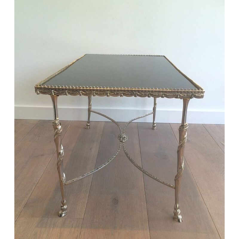 Vintage silver and glass coffee table, 1940