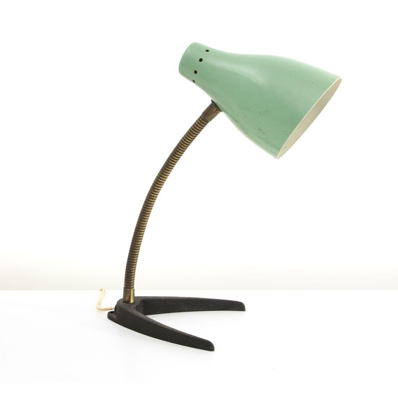 Vintage brass and colored shade italian table lamp