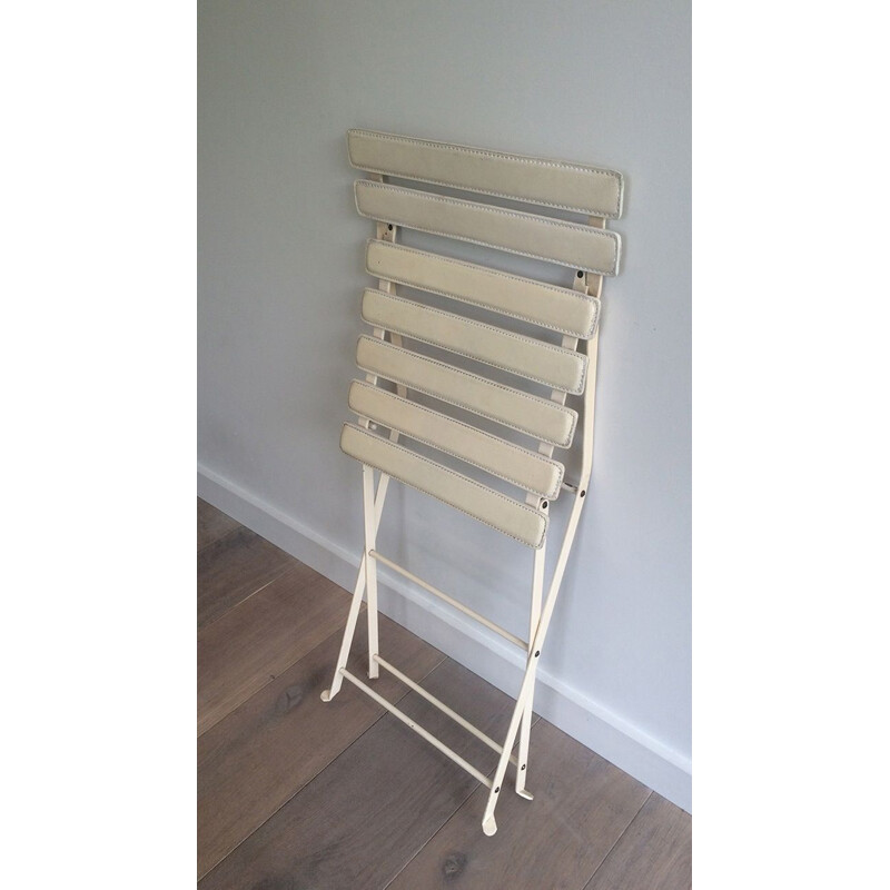 Pair of vintage folding chairs in metal and leatherette, 1970