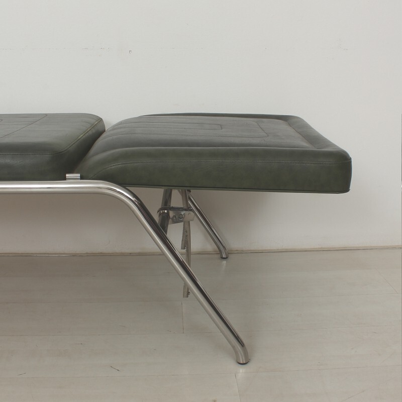 Metal and dark green leatherette vintage daybed - 1950s