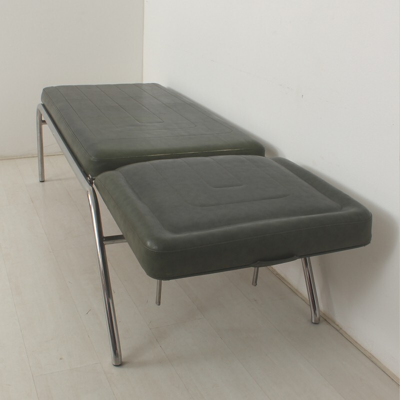 Metal and dark green leatherette vintage daybed - 1950s