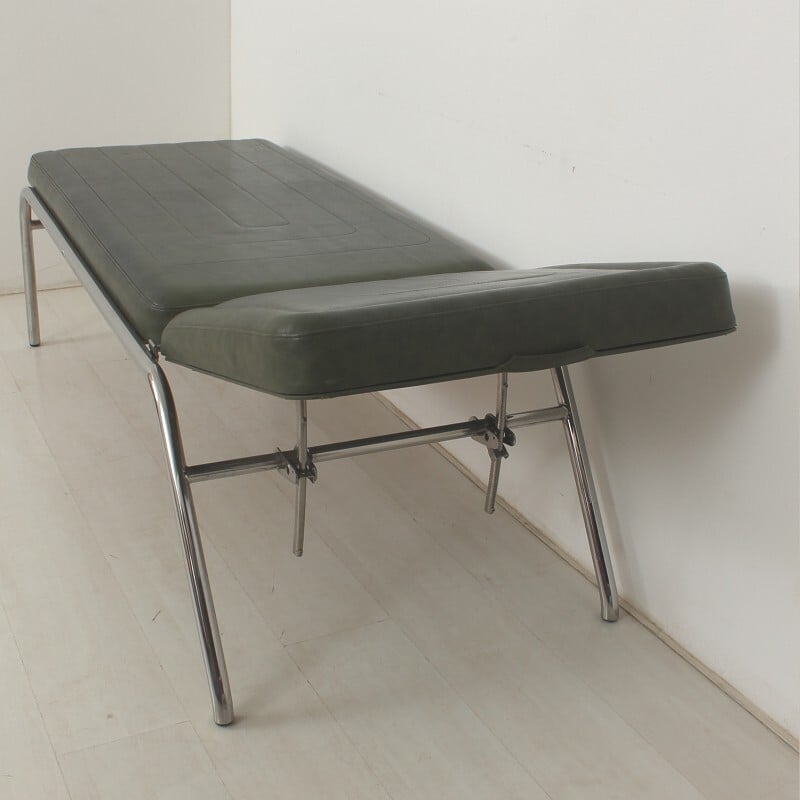 Metal and dark green leatherette vintage daybed - 1950s