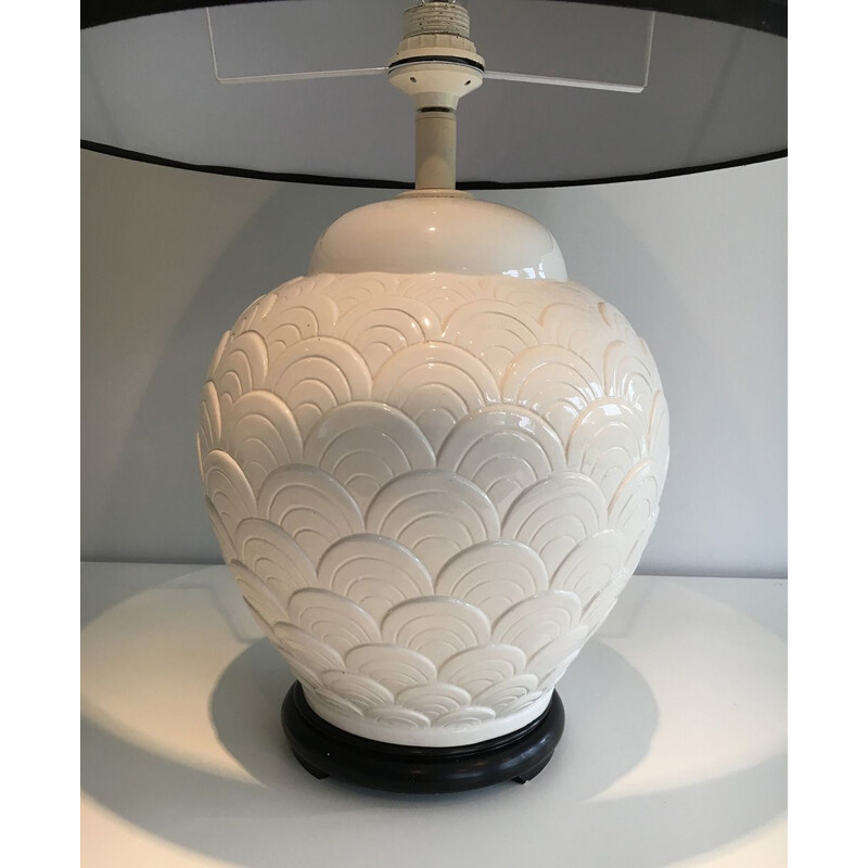 Vintage white ceramic lamp, 1970