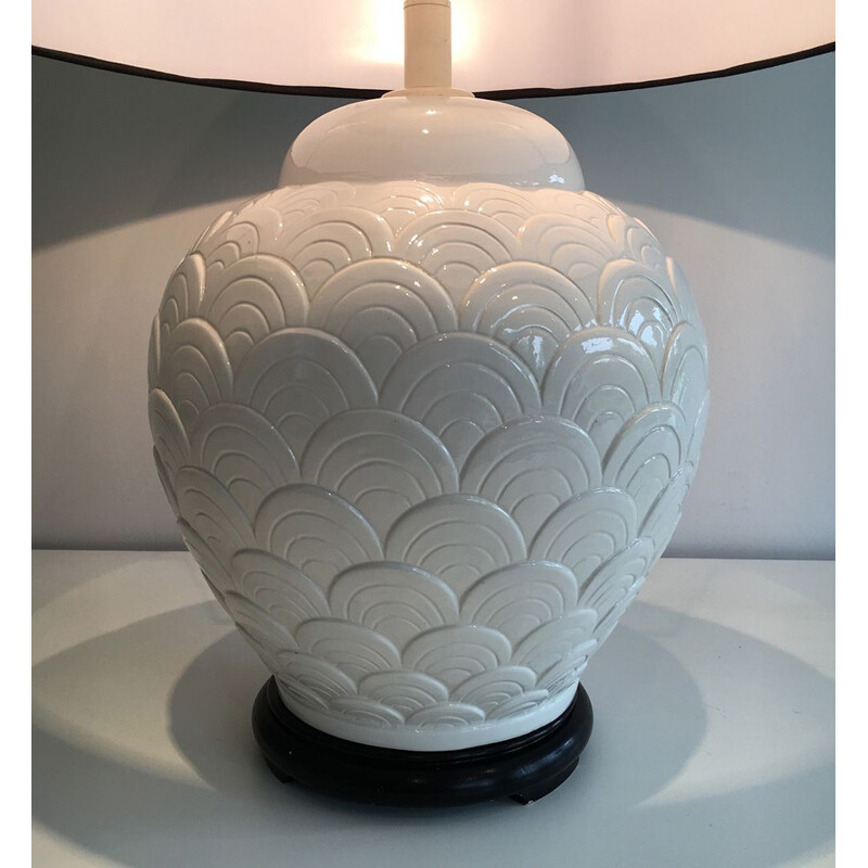 Vintage white ceramic lamp, 1970
