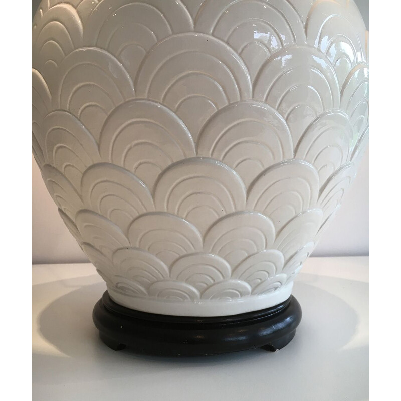 Lampe vintage en céramique blanche, 1970