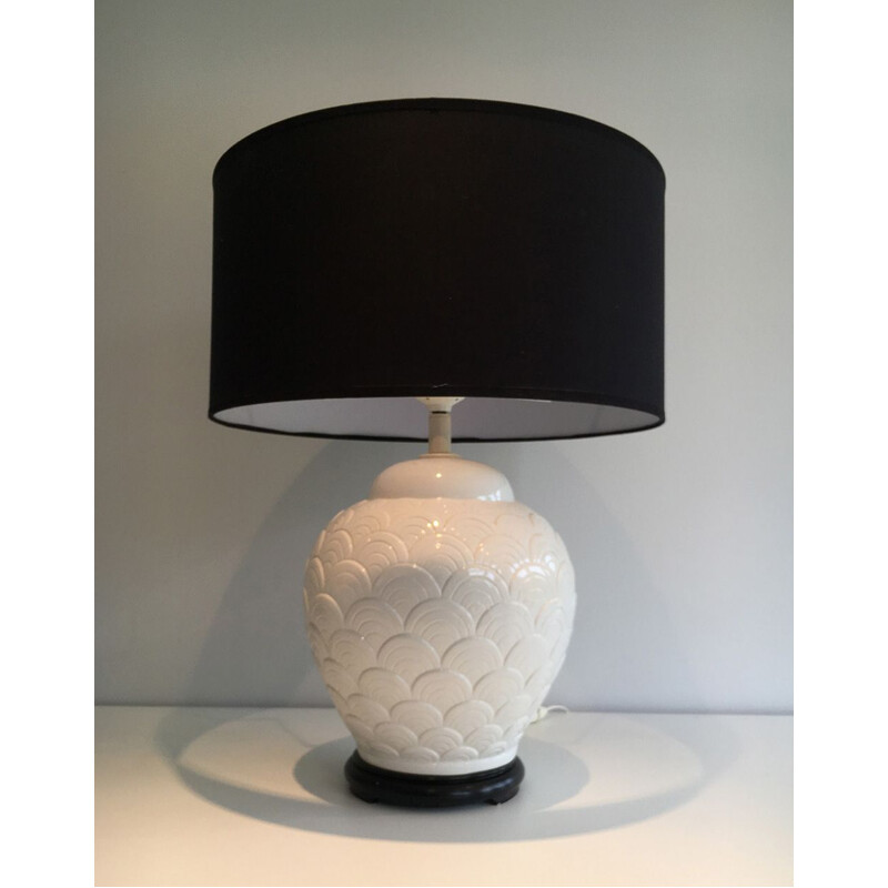 Vintage white ceramic lamp, 1970