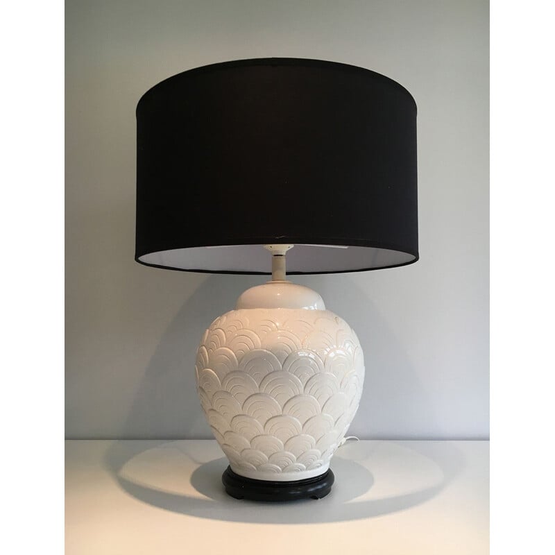 Vintage white ceramic lamp, 1970