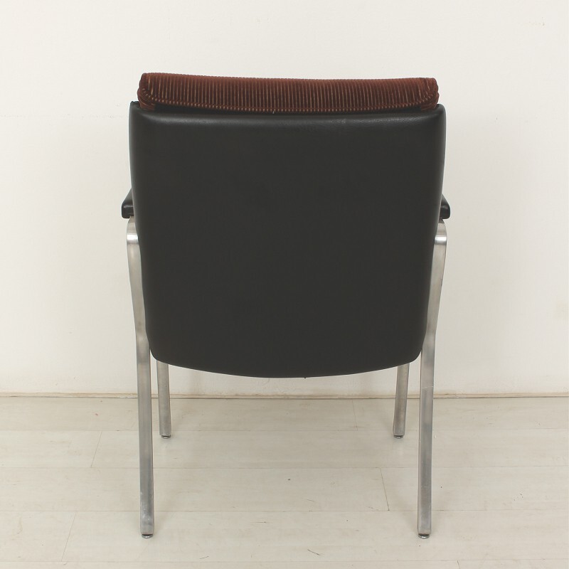 Metal and brown corduroy armchair - 1970s