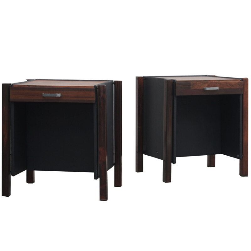 Pair of rosewood bedside tables by Jorge Zalszupin 1960s