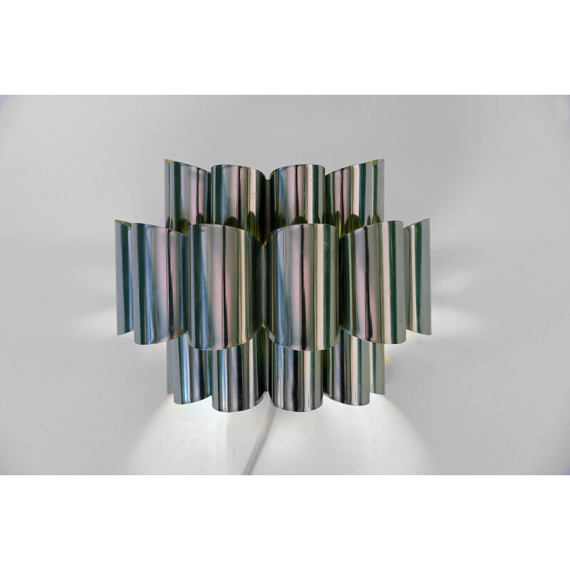 Vintage chrome wall lamp by Werner Shou for Coronell Electro 1960s