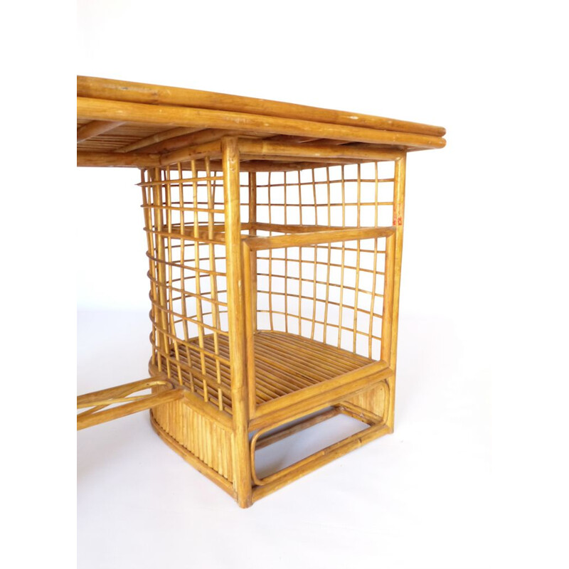 Vintage rattan desk 1950 