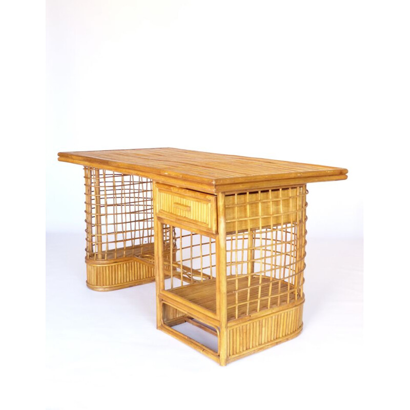 Vintage rattan desk 1950 