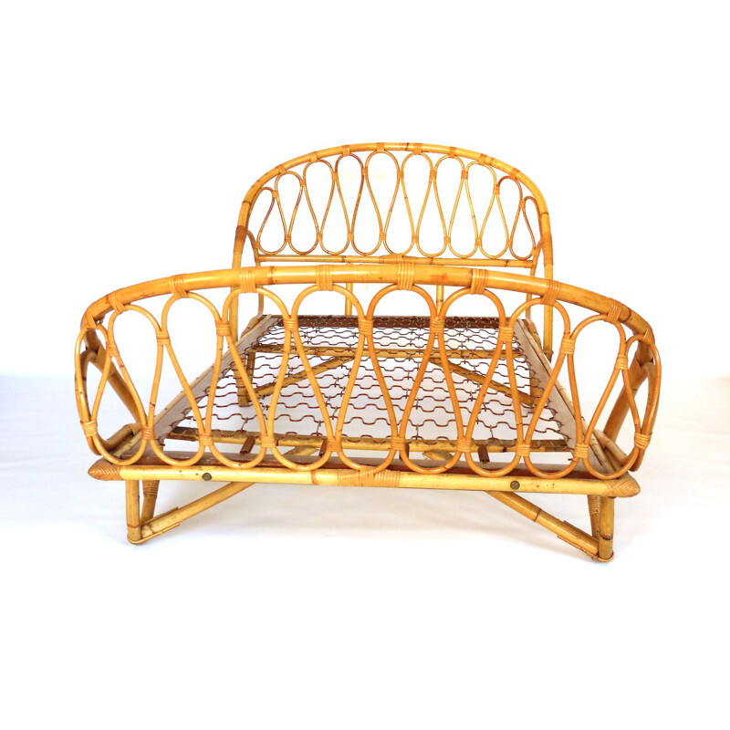 Vintage rattan bed 1960