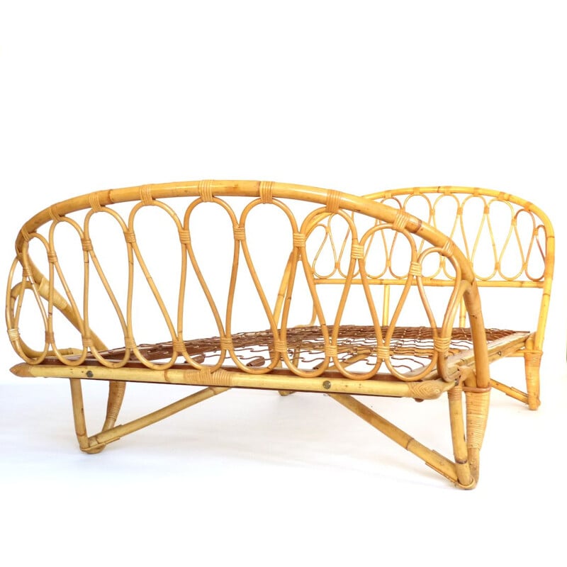 Vintage rattan bed 1960