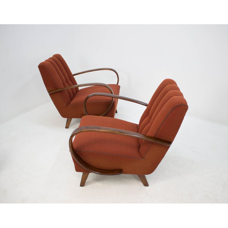 Ensemble de 2 fauteuils vintage par Jindrich Halabala, années 1940