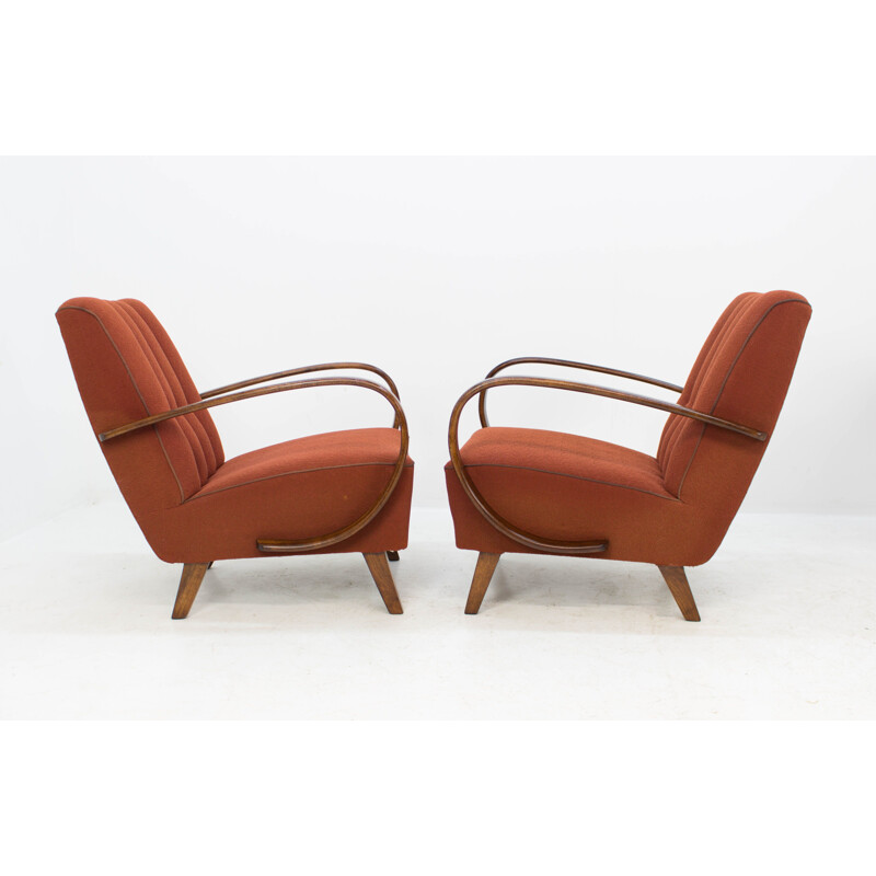 Ensemble de 2 fauteuils vintage par Jindrich Halabala, années 1940