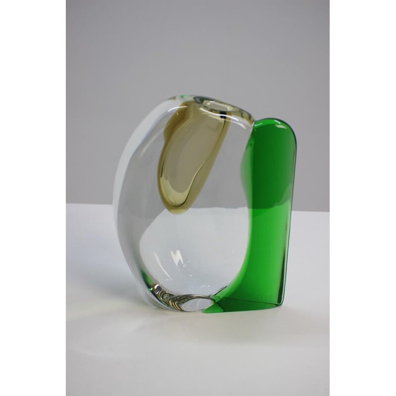 Vintage glass vase by Jaroslav Svoboda for Skrdlovice, Czechoslovakia 1980