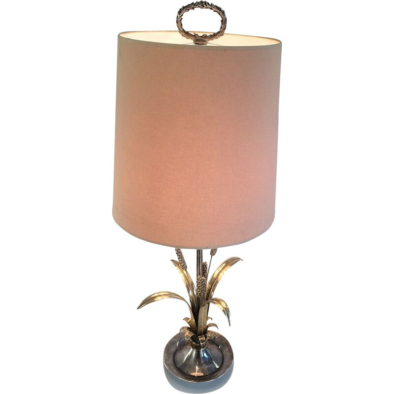 Vintage silver plated metal and brass table lamp, 1940