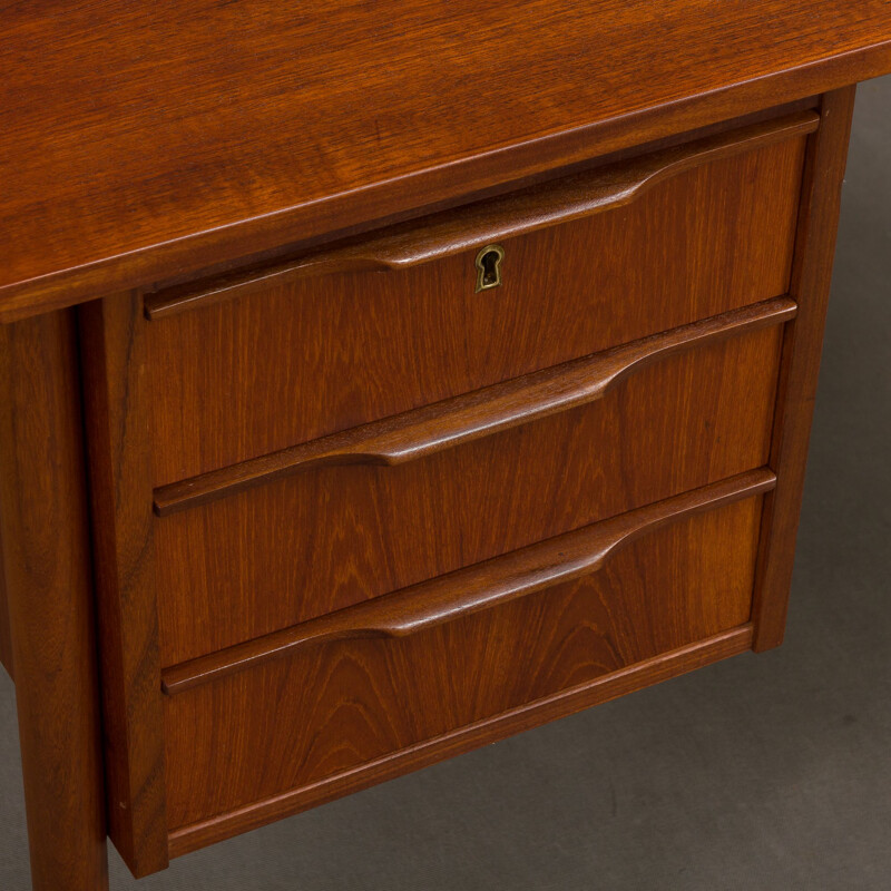 Danish vintage teak desk with 6 drawers,1960