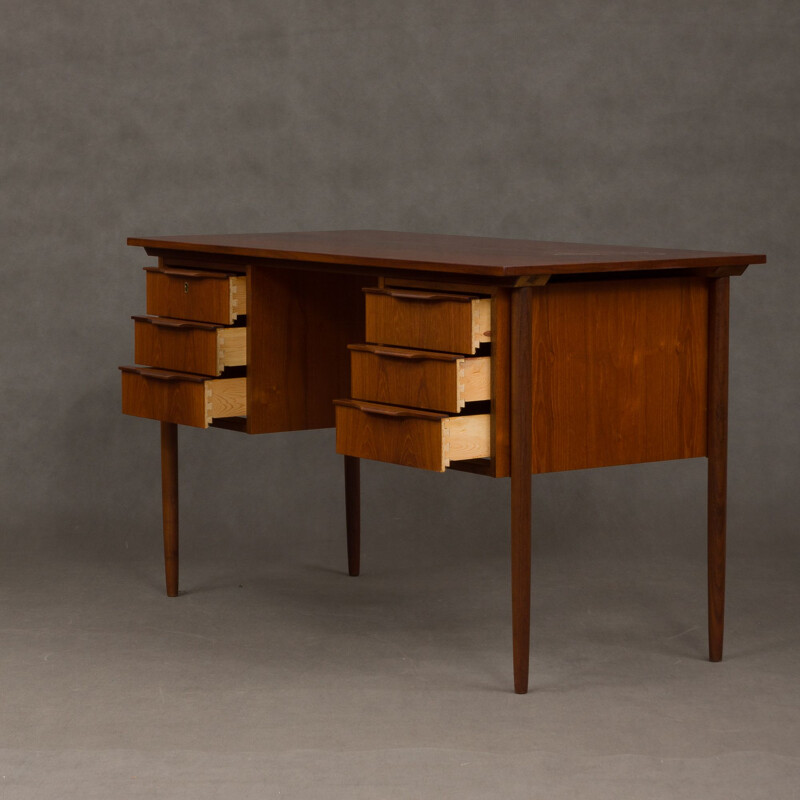 Danish vintage teak desk with 6 drawers,1960