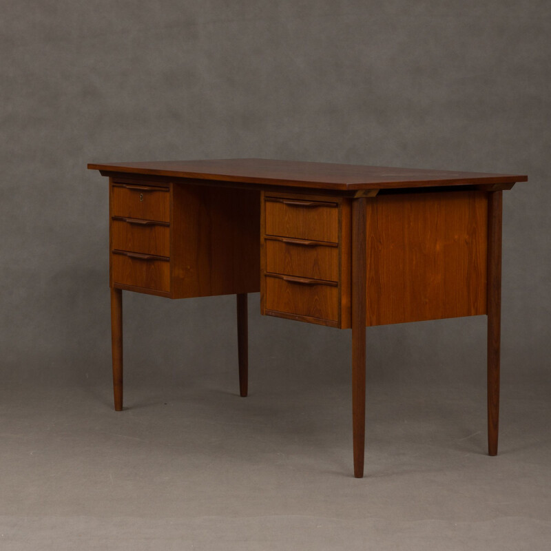 Danish vintage teak desk with 6 drawers,1960