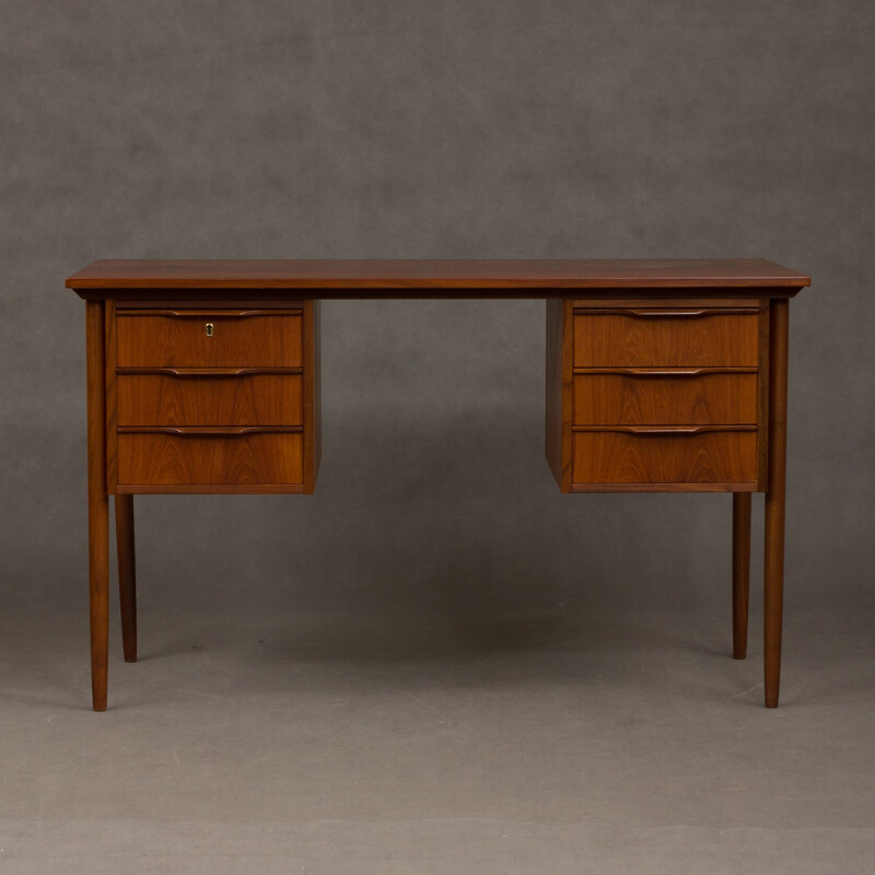 Bureau vintage Danois en teck avec 6 tiroirs,1960